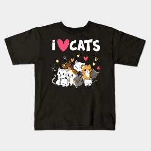 I Love Cats Kittens Cat Lover Kids T-Shirt